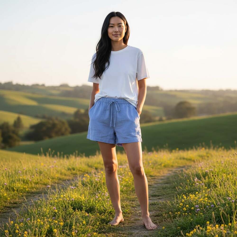 C&C California 100% Linen Drawstring Pull-On Shorts Size S
